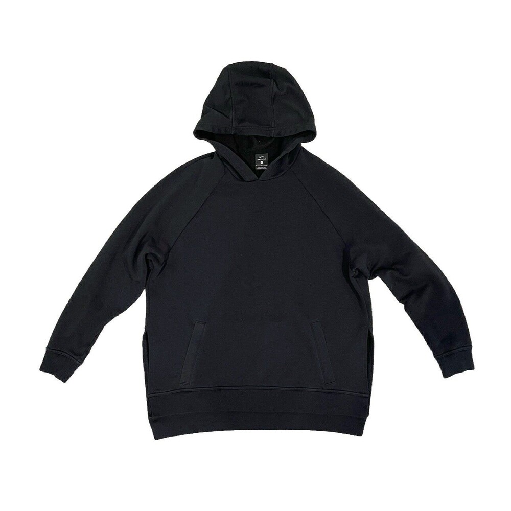 NIKE Sportswear Black Hoodie Kangaroo Pocket Side Slit Split Men’s Large